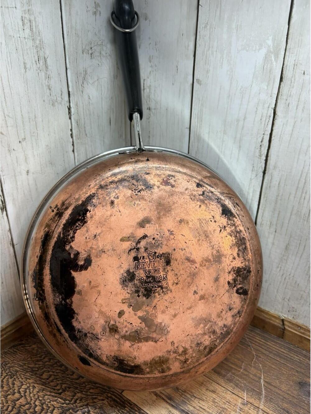Vintage Revere Ware Copper Clad 9 Inch Skillet Clinton IL USA Frying Pan No Lid